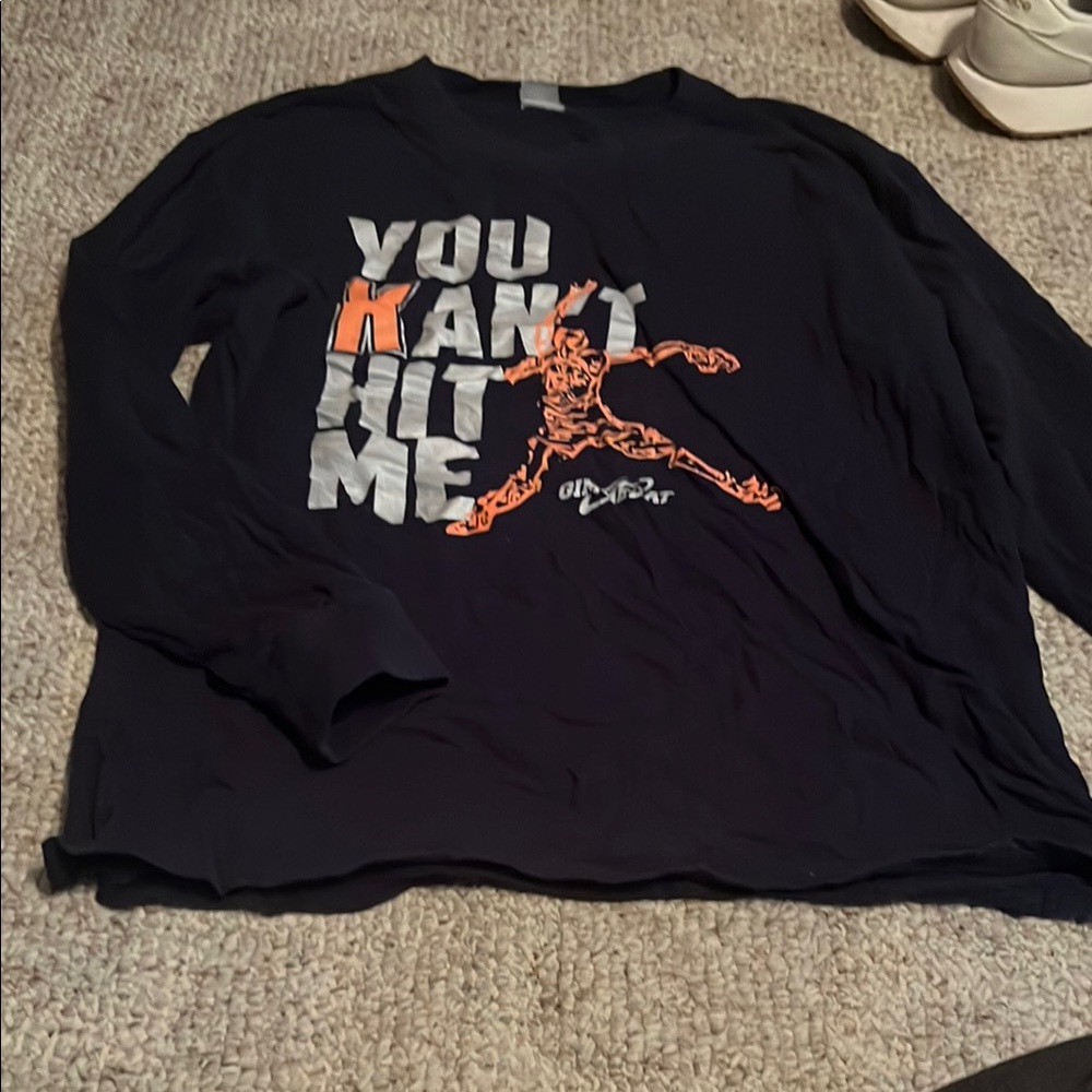 Navy blue  Long Sleeve Tee with Graphic Print